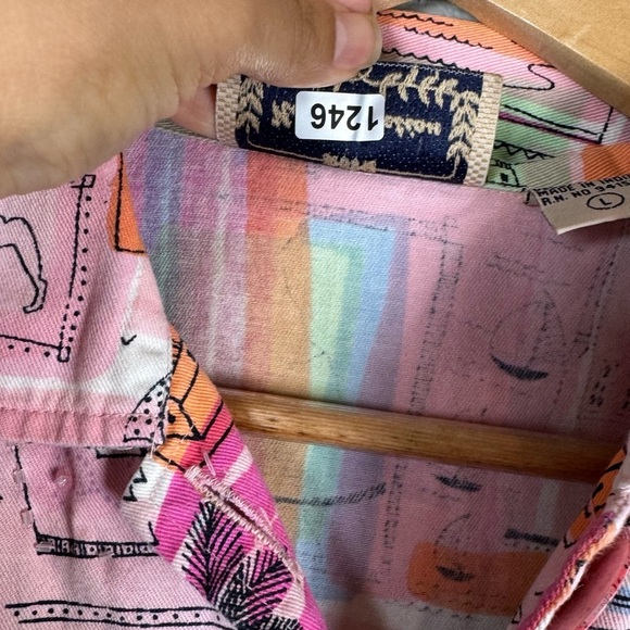 New‎ Direction Artsy Vacation Novelty Print Beaded Pink Blazer Jacket Sz Large - Picture 3 of 6